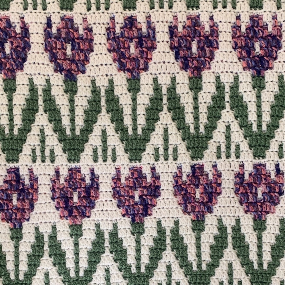 Handcrafted Mosaic Crochet Tulip Blanket - Picture 5 of 6